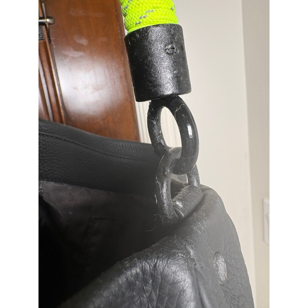 Marc by Marc Jacobs Too Hot to Handle Black Pebbled Leather Hobo Bag Yellow Rope - Picture 9 of 14